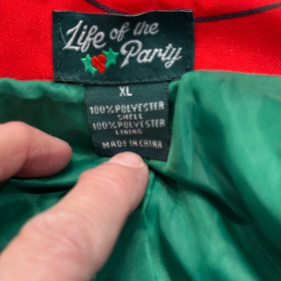 Life of the Party Festive Mens XL 2-Piece Suit Red Christmas Lights - Picture 9 of 11